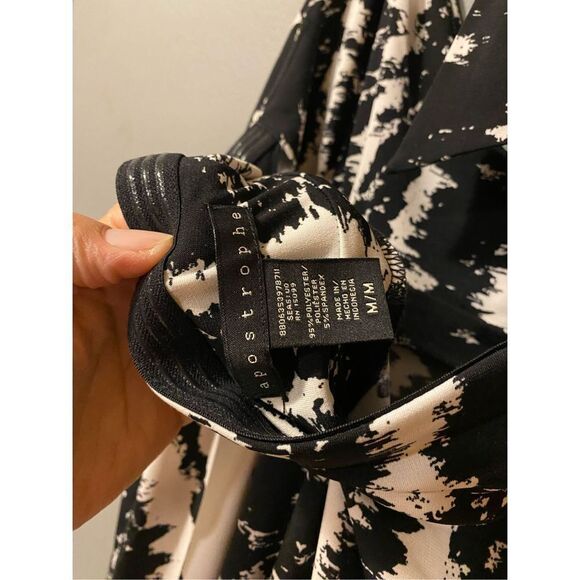 Apostrophe Black And White Halter Neck Tie Neck Backless Dress Size Medium - Picture 5 of 5